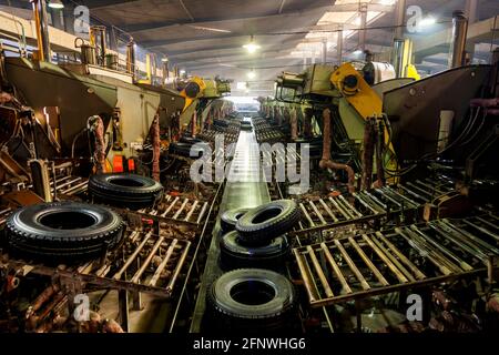 Une usine de pneus dans la province de Shandong. Chine. Banque D'Images