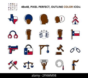 Junetdix-septième Slavery apparenté Pixel Perfect coloré icône Set Vector Illustration Design icône accrocheuse. Parfait pour le site Web, la présentation, l'application Illustration de Vecteur