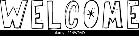 mot de bienvenue, texte vectoriel en noir Illustration de Vecteur
