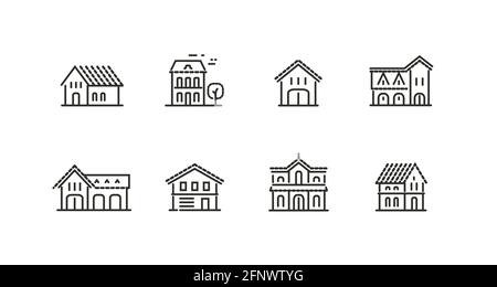 Ensemble d'icônes maison. Immobilier, vecteur de symbole de bâtiment Illustration de Vecteur