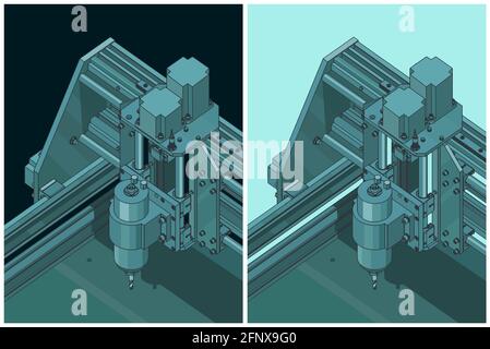 Illustration vectorielle stylisée d'une machine CNC automatisée pour la sculpture 3D Illustration de Vecteur