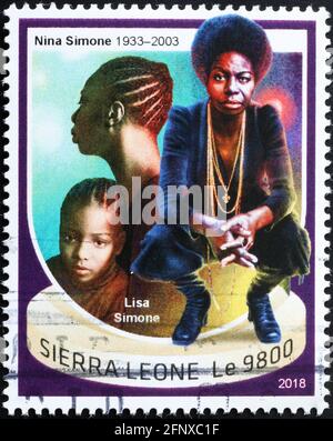 Portrait de Nina Simone sur timbre-poste Banque D'Images