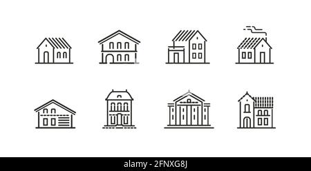 Ensemble d'icônes de bâtiment. Immobilier, symbole de maison. Illustration vectorielle Illustration de Vecteur