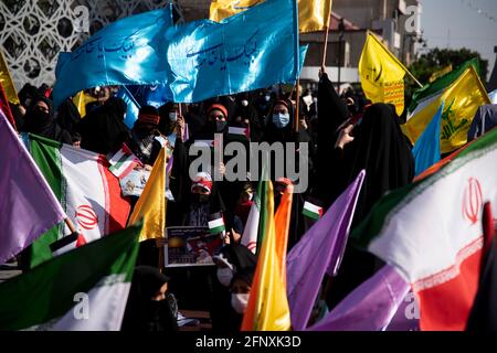 Téhéran, Iran. 19 mai 2021. Rassemblement de protestation contre l'attaque israélienne à Gaza et le meurtre d'enfants, sur la place palestinienne à l'est de Téhéran. (Photo de Sobhan Farajvan/Pacific Press) crédit: Pacific Press Media production Corp./Alay Live News Banque D'Images