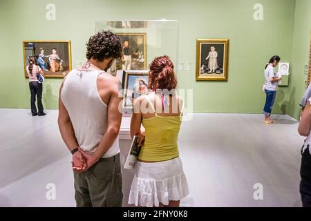 Miami Beach Florida, Bass Museum of Art maison ouverte, jeune couple adulte Retatos Latino-américain portraits peintures visualisation, Banque D'Images