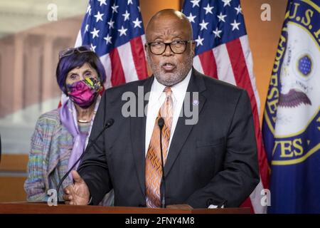 Bennie Thompson, représentante des États-Unis (démocrate du Mississippi), fait des remarques lors d'une conférence de presse sur la Commission de janvier 6 et le supplément de sécurité d'urgence, au Capitole des États-Unis à Washington, DC, États-Unis, le mercredi 19 mai, 2021. Photo de Rod Lamkey/CNP/ABACAPRESS.COM Banque D'Images