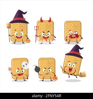 Émoticônes d'expression d'Halloween avec personnage de dessin animé de biscuit. Illustration vectorielle Illustration de Vecteur