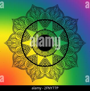 Rainbow Mandala design avec le thème LGBTQ pour les panneaux, le papier peint, le site Web. Banque D'Images