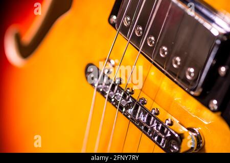 guitare, semi-acoustique avec détails Banque D'Images