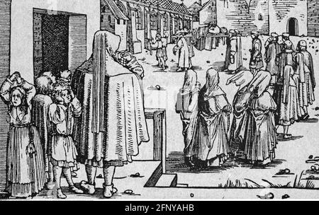 Décès, funérailles, « The Funeral of the Fconjoint », coupe de bois, par Hans Burgkmair The Elder (1473 - 1531), AUTORISATION-DROITS-SUPPLÉMENTAIRES-INFO-NON-DISPONIBLE Banque D'Images