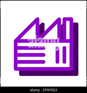 Icône d'usine dans un design plat de couleur pourpre et ombre portée. Illustration de Vecteur