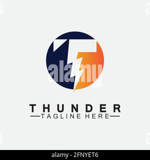 Lettre T Thunder Electric Lightning logo vecteur illustration design.Flash T lettre logo, Electrical Bolt logo Vector Illustration de Vecteur
