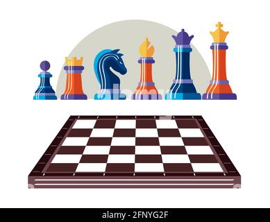 sept pièces de jeu d'échecs Illustration de Vecteur