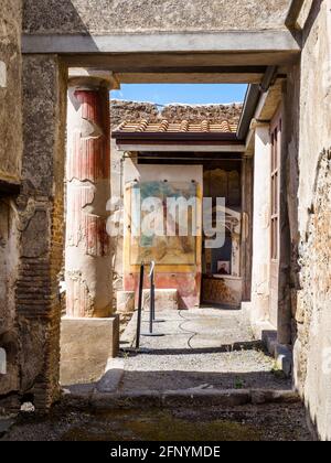 Entrée à l'atrium de la Maison de l'Ephebus (Casa dell'efebo) - site archéologique de Pompéi, Italie Banque D'Images