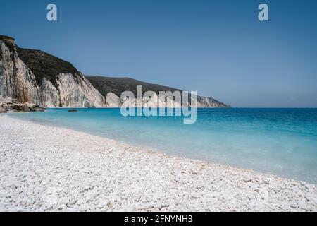 Plage isolée et cachée de Fteri dans l'île de Keflaonia, Grèce, Europe Banque D'Images