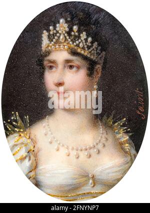 Impératrice Joséphine (Joséphine de Beauharnais) (1763-1814), première femme de Napoléon Bonaparte, portrait miniature de Daniel Saint, vers 1806 Banque D'Images