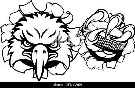 Joueur de Hockey sur Glace Eagle Sports Animal Mascot Illustration de Vecteur