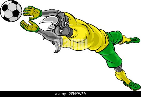 Joueur de football soccer Rhino Sports Animal Mascot Illustration de Vecteur