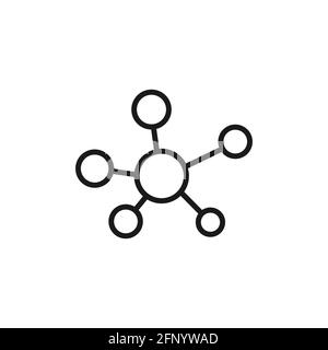 Icône de ligne de molécule. Symbole de contour de l'ADN. Concept de connexion Atom. Vecteur isolé sur blanc Illustration de Vecteur