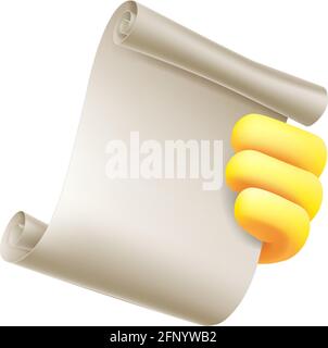 Main tenant le défilement du papier icône de dessin Emoji Illustration de Vecteur