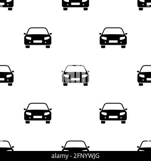 Modèle sans coutures pour voiture. Joli dessin animé noir voitures de course fond blanc. Illustration vectorielle isolée sur blanc Illustration de Vecteur