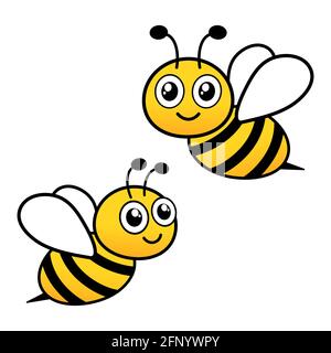 Mignons abeilles volantes. Personnage d'abeille. Vecteur isolé sur blanc. Illustration de Vecteur