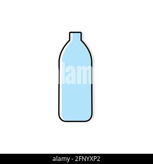 Icône de la bouteille d'eau. Bouteille d'eau en plastique bleu de style plat. Illustration vectorielle isolée sur fond blanc. Illustration de Vecteur