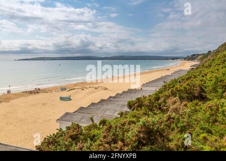 Vue sur Banksome Beach à Banksome, Bournemouth, Dorset, Angleterre, Royaume-Uni, Europe Banque D'Images