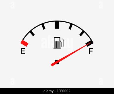 Indicateurs de carburant compteur de gaz. Icône réservoir vecteur de jauge plein. Cadran de voiture essence tableau de bord Illustration de Vecteur