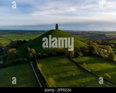 Photos aériennes de Glastonbury Tor Banque D'Images