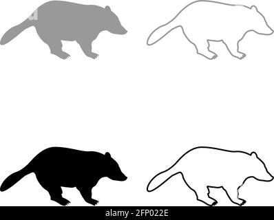 Badger animal sauvage Meles Taxus prédatrice mammifère famille kunihih Carnivore silhouette gris noir couleur vecteur illustration style uni contour simple Illustration de Vecteur