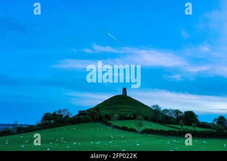 Photos aériennes de Glastonbury Tor Banque D'Images