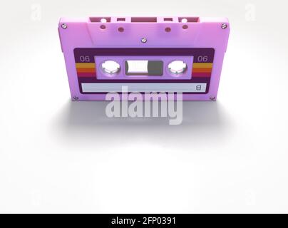 Un concept montrant une cassette audio vintage rose Un arrière-plan isolé - rendu 3D Banque D'Images