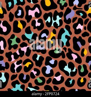 Motif léopard - motif amusant sans couture. Imprimé animal. Design moderne et coloré. Des couleurs joyeuses. Illustration de Vecteur
