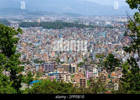 Vue sur la ville de Katmandou, Népal Swayambhunath Banque D'Images