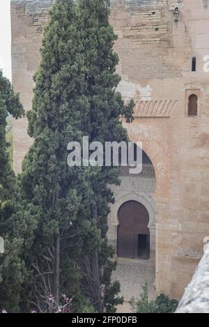 Vue verticale du palais de l'Alhambra de Grenade, Andalousie, Espagne Banque D'Images