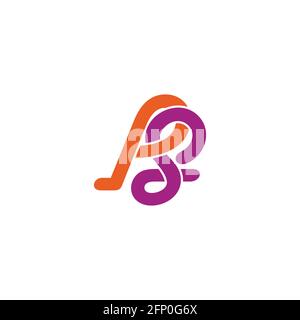 lettre ps courbes liées ligne colorée logo vecteur Illustration de Vecteur