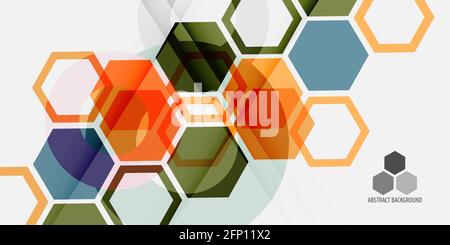 Modèle d'arrière-plan abstrait coloré avec formes hexagonales superposées Illustration de Vecteur