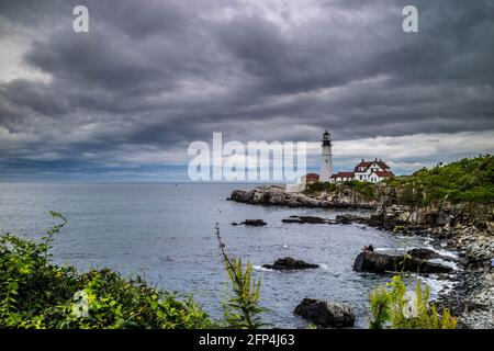 Le Portland Head Lighthouse à Cape Elizabeth, Maine Banque D'Images