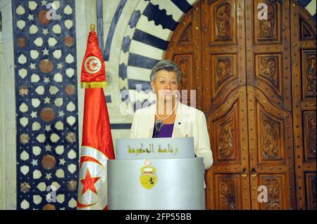 Kasbah, Tunis, Tunisie. 20 mai 2021. Homme politique suédois et commissaire européen à l'intérieur Ylva Johansson .le chef du gouvernement tunisien Hichem Mechichi reçoit le ministre italien de l'intérieur Luciana Lamorgese accompagné d'un homme politique suédois et commissaire européen à l'intérieur Ylva Johansson qui se rend en Tunisie au palais du gouvernement de la Kasbah.photo: Chokri Mahjoub. Credit: Chokri Mahjoub/ZUMA Wire/Alay Live News Banque D'Images