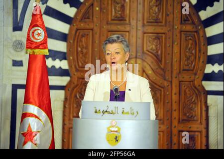 Kasbah, Tunis, Tunisie. 20 mai 2021. Homme politique suédois et commissaire européen à l'intérieur Ylva Johansson .le chef du gouvernement tunisien Hichem Mechichi reçoit le ministre italien de l'intérieur Luciana Lamorgese accompagné d'un homme politique suédois et commissaire européen à l'intérieur Ylva Johansson qui se rend en Tunisie au palais du gouvernement de la Kasbah.photo: Chokri Mahjoub. Credit: Chokri Mahjoub/ZUMA Wire/Alay Live News Banque D'Images