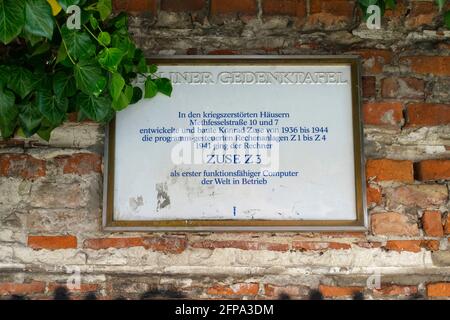 Plaque commémorative de Konrad Zuse, Berlin, Allemagne Banque D'Images