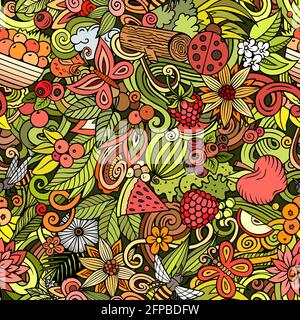 Motif estival sans coutures pour dessins animés. Illustration de Vecteur