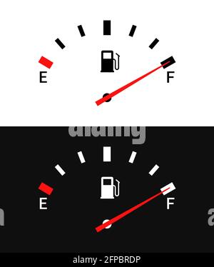 Indicateurs de carburant compteur de gaz. Icône réservoir vecteur de jauge plein. Cadran de voiture essence tableau de bord Illustration de Vecteur