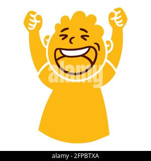 Homme avec une émotion heureuse. Avatar emoji souriant. Portrait d'une personne jubilante. Style de dessin animé. Illustration vectorielle plate. Illustration de Vecteur