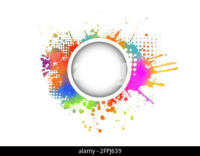 Cadre rond multicolore à partir de taches de peinture. Arrière-plan des transferts. Grunge Elément de conception. Traits de pinceau. Illustration vectorielle Illustration de Vecteur