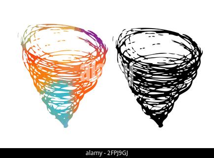 Dessin tourbillonnant avec un stylo. Un cratère de tornade. Illustration vectorielle Illustration de Vecteur