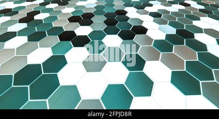 illustration de rendu 3d abstraite futuriste des carreaux hexagonaux Banque D'Images