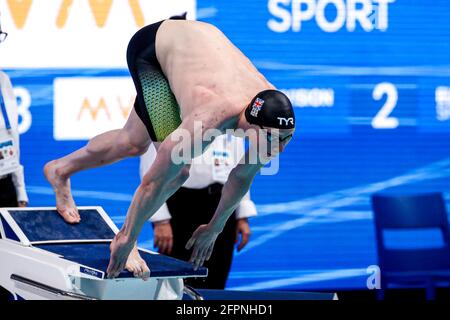 Budapest, Hongrie. 20 mai 2021. BUDAPEST, HONGRIE - MAI 20: Thomas Dean de Grande-Bretagne en compétition à la mi-finale Freestyle hommes 200m pendant les championnats européens d'Atics LEN natation à Duna Arena le 20 mai 2021 à Budapest, Hongrie (photo de Marcel ter Bals/Orange Pictures) crédit: Orange pics BV/Alamy Live News Banque D'Images