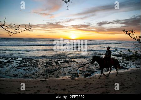 Équitation sur la plage au Costa Rica Banque D'Images